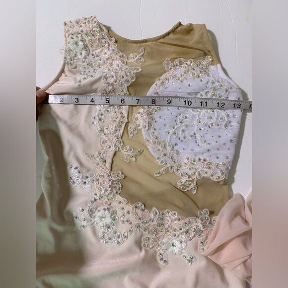 Glamour solo dance costume blush pink lace lyrical rhinestones SA-Small adult - Picture 9 of 14